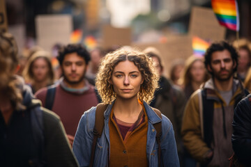 people protesting on the city street generative ai