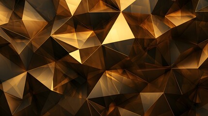 Abstract 3D Background of triangular Shapes in golden Colors. Modern Wallpaper of geometric Patterns

