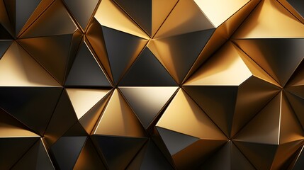 Abstract 3D Background of triangular Shapes in golden Colors. Modern Wallpaper of geometric Patterns
