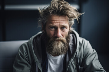 Obraz premium depressed man with psychological trauma, post-traumatic syndrome generative ai