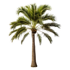 one palm tree, png file of isolated cutout object on transparent background.