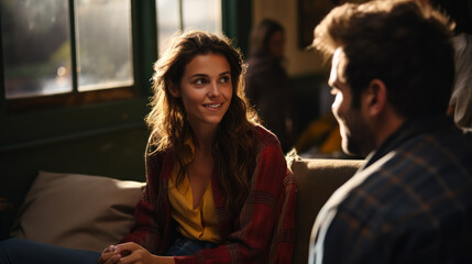 Fototapeta premium a male psychologist helps a woman deal with her problems generative ai