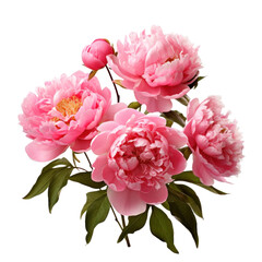 bouquet of pink peonies flowers , png file of isolated cutout object on transparent background. - obrazy, fototapety, plakaty