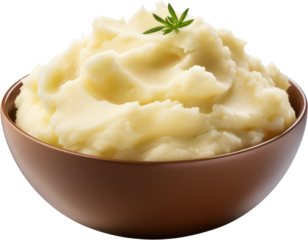 Delicious Tasty mashed potato in bowl, Creamy, PNG, Transparent, isolate.