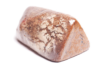 Rye sourdough bread in a package isolated on white background