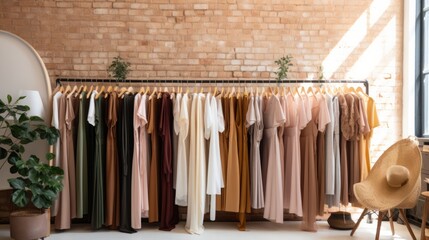 Clothing on hanger at the modern shop boutique, 16:9