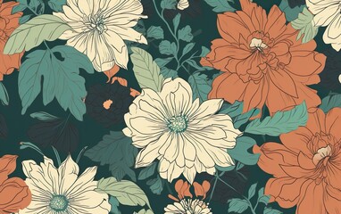 Seamless floral pattern. Background made with flowers. AI, Generative AI