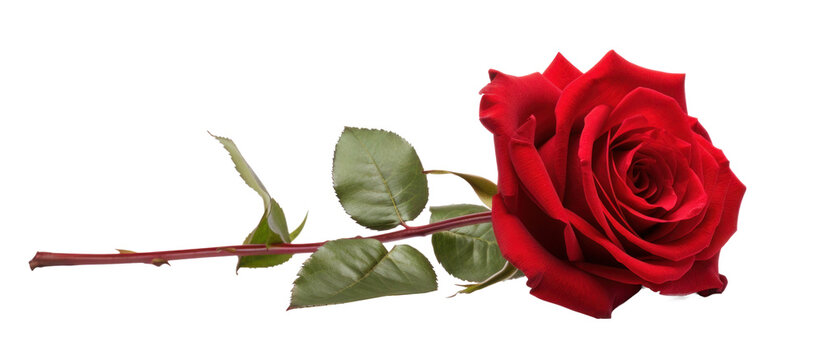 one red rose flower bud, png file of isolated cutout object on transparent background. - Powered by Adobe
