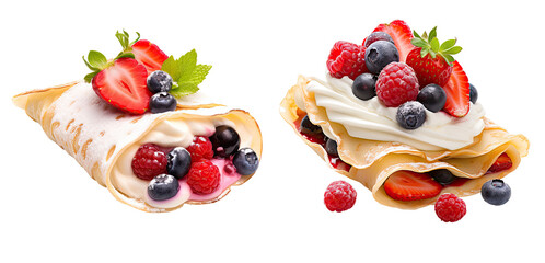 Set of berry crepe filling, isolated on transparent background
