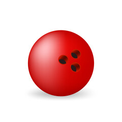 Red bowling ball isolated on white background. 3d Realistic illustration of bowling ball vector icon for web. Vector illustration