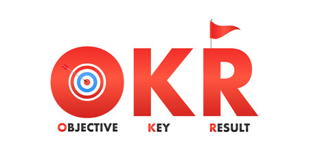 OKR - Objective Key Results acronym, New business concept. Goal setting or define measurable targe. Vector illustration