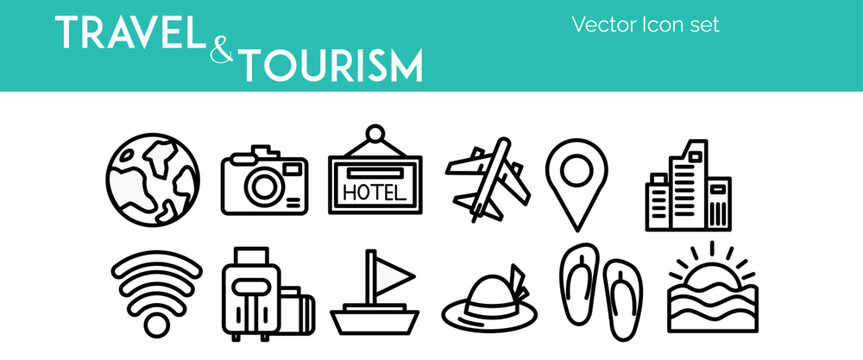 Travel and Tourism icon set. Vector icon set.