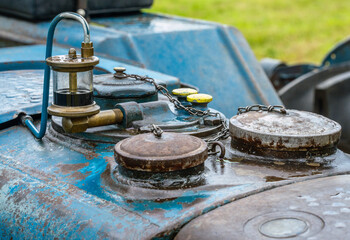 Detail of a historic tractor old-timer motor