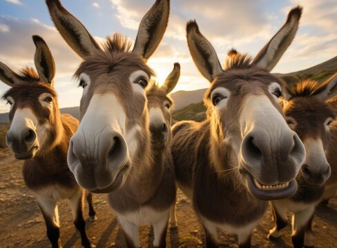 A group of donkeys