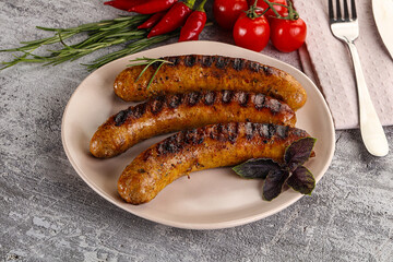 Grilled meat sausages with spices