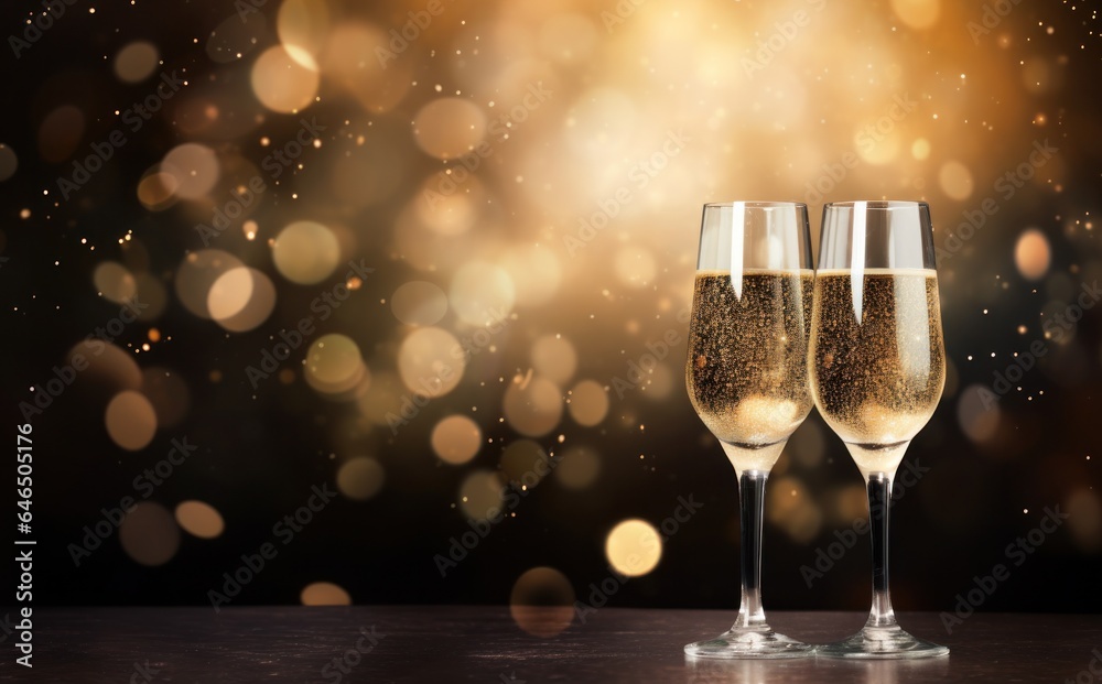 Wall mural holiday background with champagne glasses