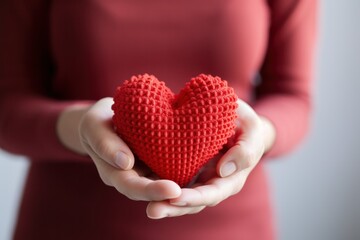 Red heart in womens hand