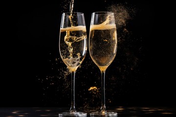 Holiday background with champagne glasses