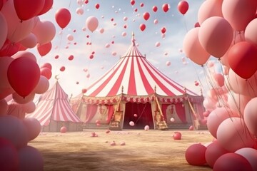 Circus tent with balloons - obrazy, fototapety, plakaty