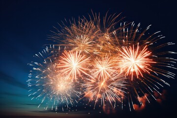 Bright fireworks in night sky