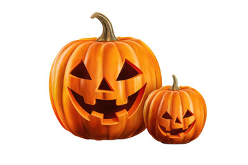 Halloween Pumpkins isolated on transparent background cutout, Halloween pumpkin Jack O'Lantern.