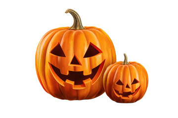Fototapeta premium Halloween Pumpkins isolated on transparent background cutout, Halloween pumpkin Jack O'Lantern.