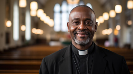 Fototapeta premium Portrait of a male priest in a church