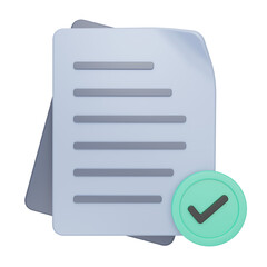 3D fintech papers icon with right sign 
