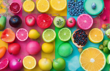 Fototapeta na wymiar Colorful mix fruits