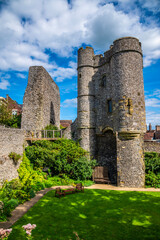 A view from the castle barbican towards the castle keep  in Lewes, Sussex, UK in summertime © Nicola