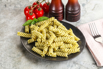 Italian pasta with basil pesto