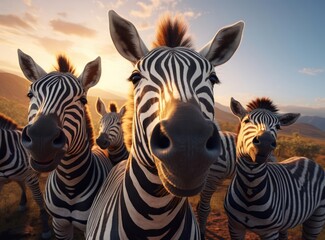 Fototapeta na wymiar A group of zebras