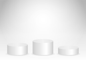 Round Pedestal Podiums for Product or Cosmetic Presentation or Event Exhibition. Vector Illustration.