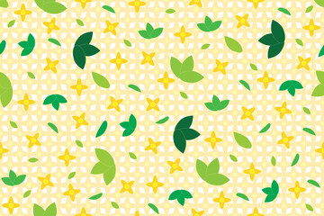 Illustration pattern of Sweet osmanthus flower on soft yellow flower background.