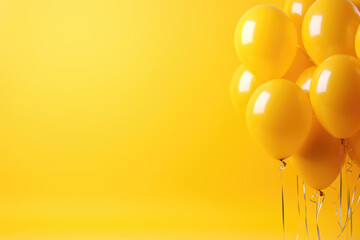 Yellow Balloon Birthday Background with Empty Space for Copy Text - Generative AI