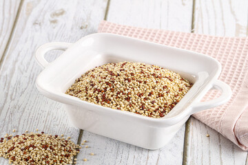 Raw dry quinoa cereal grain