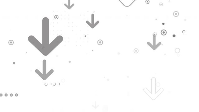 Animated gray arrows on a white background. Recession chart of economy. Economic crisis, recession, decrease graph. Looped movement graphic elements.