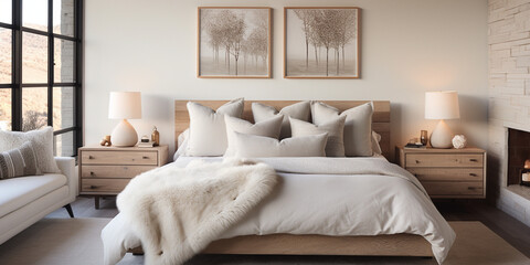 Luxurious furnished master bedroom suite, elegant interior design