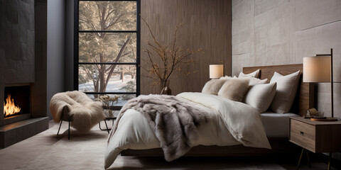 Luxurious furnished master bedroom suite, elegant interior design, modern house design concept