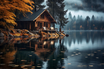 Blockhütte im Wald