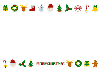 Fototapeta premium ドット絵のクリスマスフレームイラスト