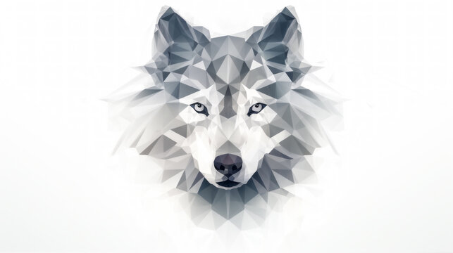 Polygonal wolf head on white background. Graphic portrait