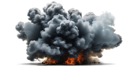 Thick cloud of smoke with fire