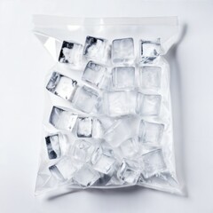 bag of ice cubes isolated on white
