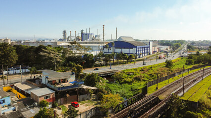 Visão aérea da região industrial da cidade de Suzano SP Brasil