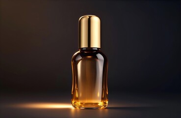  Luxury gold Perfume Bottle with dark Background