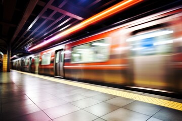 Fototapeta na wymiar subway train station motion blur background