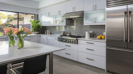 Sleek furnished kitchen, stylish Beautiful cooking area, interior design