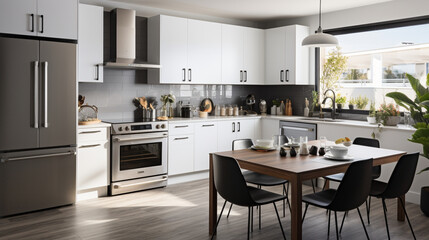 Sleek furnished kitchen, stylish Beautiful cooking area, interior design