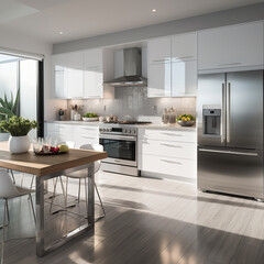 Sleek furnished kitchen, stylish Beautiful cooking area, interior design